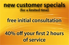 introductory offers on network consulting, computer repair, web design and managed network services for new customers